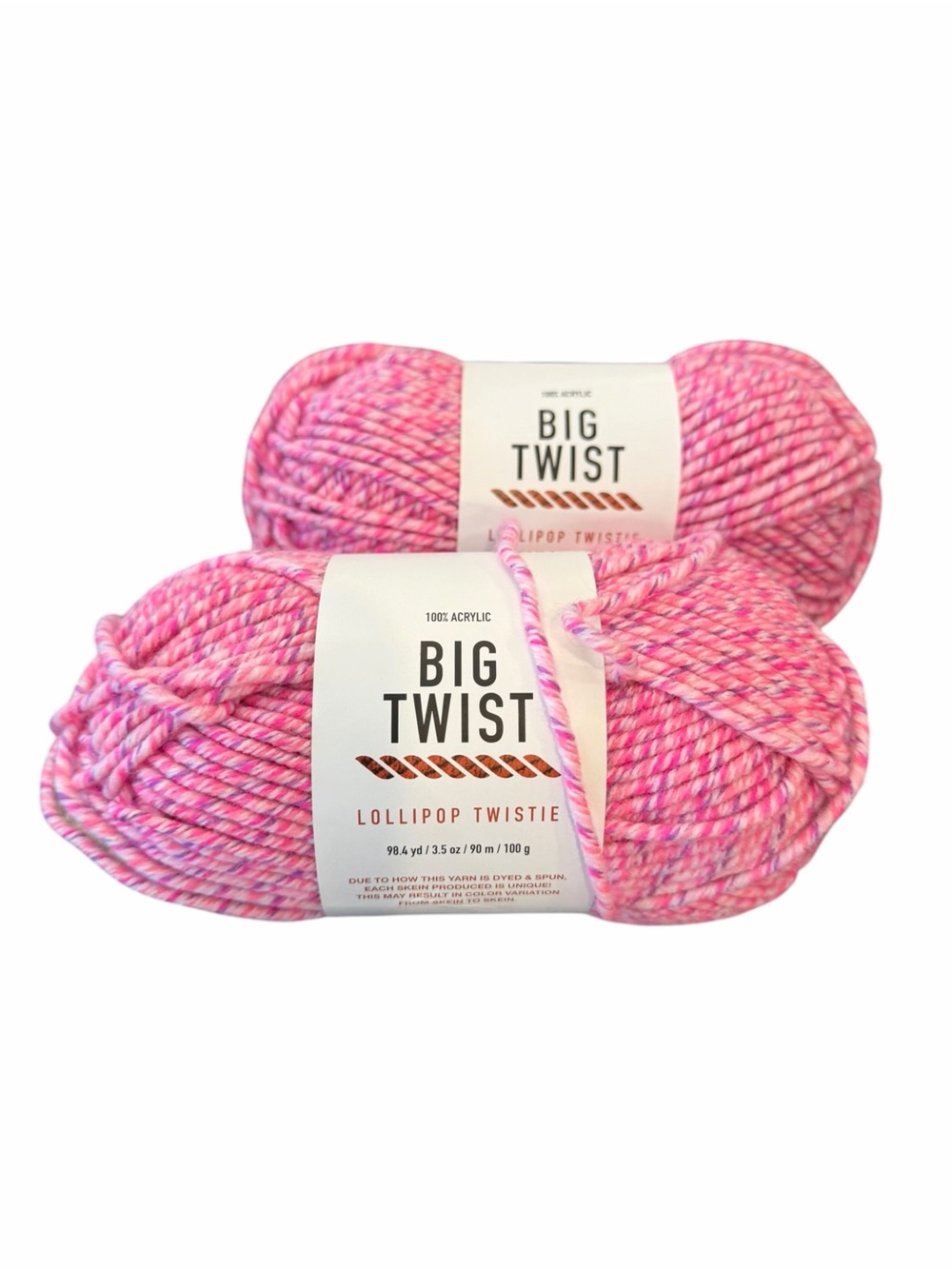Lot Of 2 Yarn Skeins Medium 4 Worsted Big Twist Lollipop Twistie 90’s GIRLIE